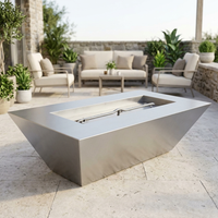 The Outdoor Plus 84" Atlantic Fire Pit — 24" Tall — Stainless Steel — patio view