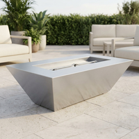 The Outdoor Plus 60" Atlantic Fire Pit — 18" Tall — Stainless Steel — patio view