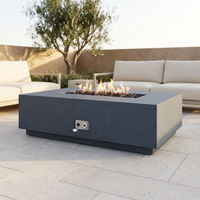 Firegear Sanctuary 1 56-Inch Concrete Fire Table — Stainless Steel Burner with Lava Rock — patio view