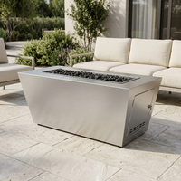 The Outdoor Plus 60" Mesa Fire Pit — Stainless Steel — patio view
