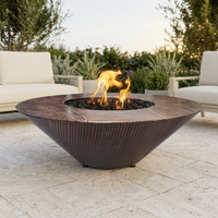 The Outdoor Plus 48" Cazo Fire Pit — Wide Ledge — Hammered Copper — patio view