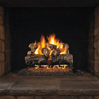 18" Burnt Rustic Oak Vented Gas Log Set | Real Fyre