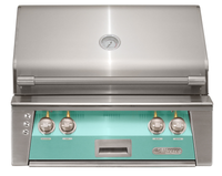 Alfresco ALXE 30-Inch Built-In Natural Gas Grill — Light Green Gloss — manufacturer front view
