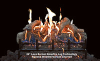 24" Glowfire Arizona Weathered Oak Charred Gas Log Set | Grand Canyon