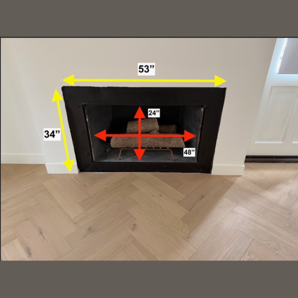 2x Rainbow Fireplace Doors / Overlap Fit / 48" W x 24" H | 36" W x 24" H / Matte Black / Modern Handle / Clear Glass