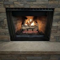 30-inch Split Oak Designer Plus ANSI vented gas log set with hand-painted ceramic logs and glowing embers