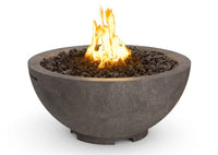 32-inch American Fyre Designs contemporary fire bowl with stainless steel burner and glass fiber reinforced concrete construction