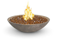 40″ Marseille Fire Bowl handcrafted from glass fiber-reinforced concrete with wide opening and stainless steel burner