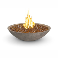 40-inch Marseille Fire Bowl handcrafted glass fiber concrete with stainless steel burner and wide opening