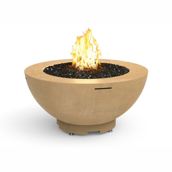 48-inch contemporary fire bowl with stainless steel burner for outdoor use