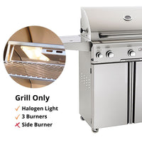 American Outdoor Grill 30" L-Series 3-Burner Portable Propane Gas Grill on Cart with Rotisserie & Side Burner