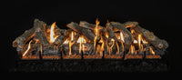 60-inch Arizona Weathered Oak vented gas log set with realistic hand-painted logs and Kiva burner flames