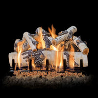 24" Quaking Aspen vented gas log set with realistic handcrafted Aspen wood logs and ANSI-certified burner