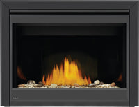Napoleon Ascent X 42 direct vent gas fireplace product shot with logs and night light