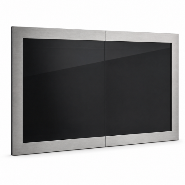 Brooklyn Hidden Main Frame modern single panel fireplace doors in steel frame