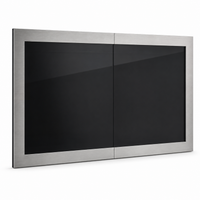 Brooklyn Hidden Main Frame modern single panel fireplace doors in steel frame