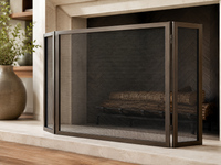 Custom steel free-standing folding fireplace screen Carolina with trifold design and powder coat finishes