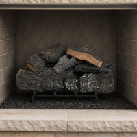 21" Cross Timbers Vented Gas Log Set | Hargrove — installed in masonry fireplace