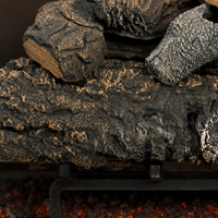 21" Cross Timbers Vented Gas Log Set | Hargrove — close-up bark and ember detail