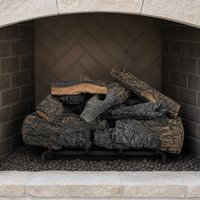 24" Cross Timbers Vented Gas Log Set | Hargrove — installed in masonry fireplace