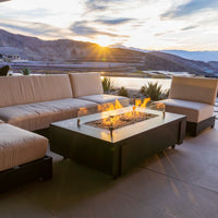 Iron Saddle 60" Rectangle Concrete Fire Pit Table | AFD — view 2