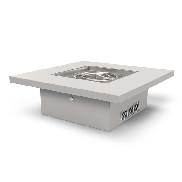 Ready to Finish Form 16" tall square fire pit table for outdoor entertainment with customizable options