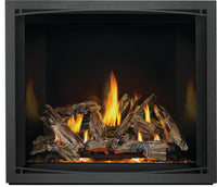Napoleon Elevation X 42 direct vent gas fireplace product shot with Zen front and driftwood logs