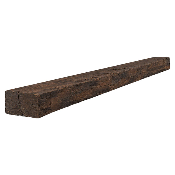 Hayloft Non-Combustible concrete mantel shelf with maduro finish and rustic barnwood details