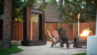 The Outdoor Plus Paradise Fall 96" LED Waterfall Feature — Metal Powder Coat with Copper Rainfall Scupper