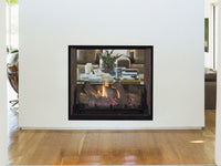 Superior DRT63ST see-through direct-vent gas fireplace straight-on product shot, indoor side
