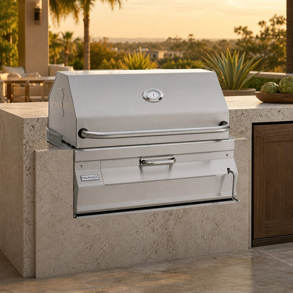 Fire Magic Legacy 30" Built-In Smoker Charcoal Grill — lifestyle