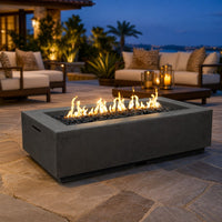 American Fyre Designs Louvre 56" Rectangle Gas Fire Pit — lifestyle