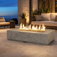 American Fyre Designs Legend 60-Inch Rectangular GFRC Gas Fire Table - Natural Gas — lifestyle