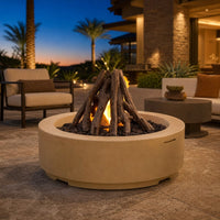 American Fyre Designs 48" Louvre Round Gas Fire Pit — lifestyle