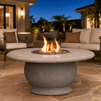American Fyre Designs Amphora 48" Round Gas Fire Table — lifestyle