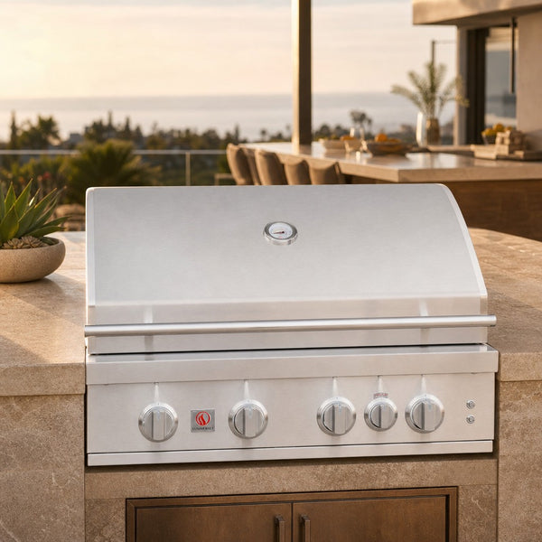 Summerset Sizzler Pro 32-Inch 4-Burner Built-In Gas Grill with Rear Infrared Burner — lifestyle