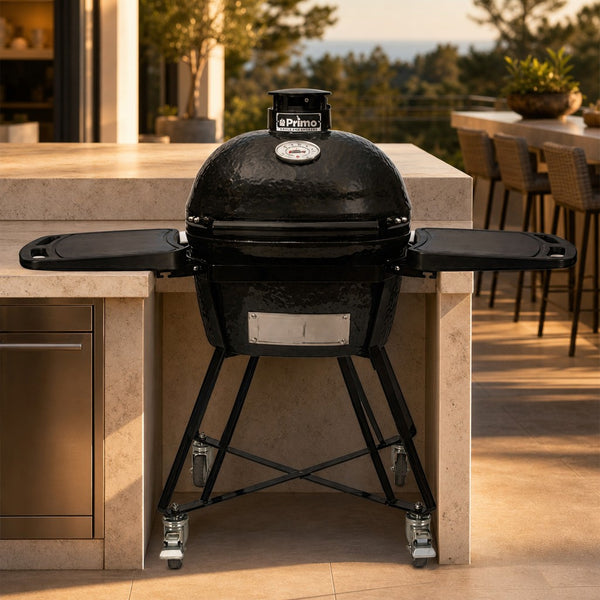 Primo Oval Junior 200 All-In-One Ceramic Kamado Charcoal Grill — lifestyle