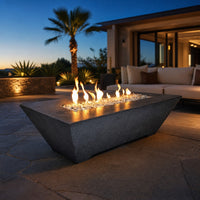 Grand Canyon Olympus Extra-Tall Rectangular GFRC Fire Pit Table - 60" x 30" x 24" Black, Propane — lifestyle
