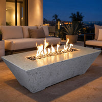 Grand Canyon Olympus Rectangular GFRC Fire Table - 60" x 30" x 18" White, Natural Gas — lifestyle