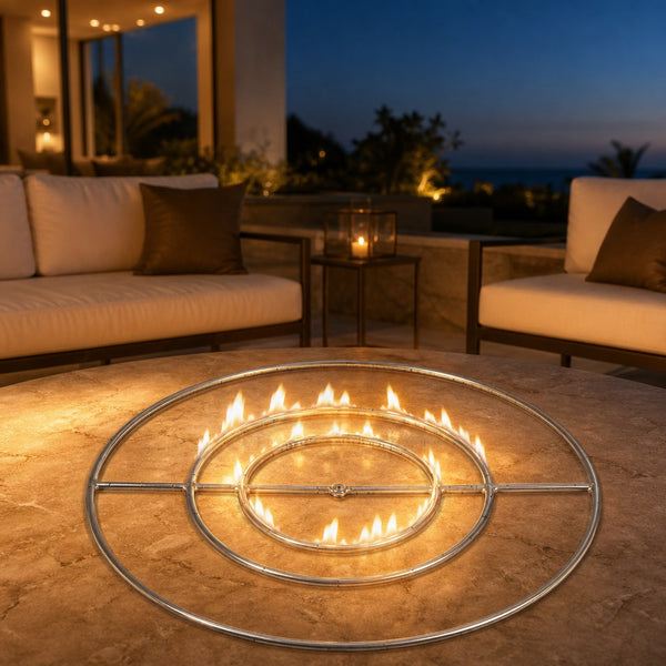 Stainless Steel Round Gas Fire Pit Burner - 30" — lifestyle