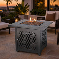 Uniflame Gas Fire Pit Table with Slate Tile Mantel - LP — lifestyle