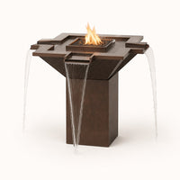 60" Olympian Square 4-Way Spill Hammered Copper Fire & Water Fountain – Low Voltage Electronic Ignition — studio