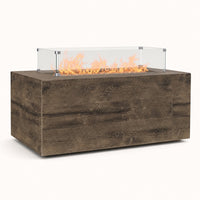 120" Rectangular Catalina Fire Pit – Wood Grain GFRC Concrete, Oak, 110V Plug & Play, Natural Gas — studio