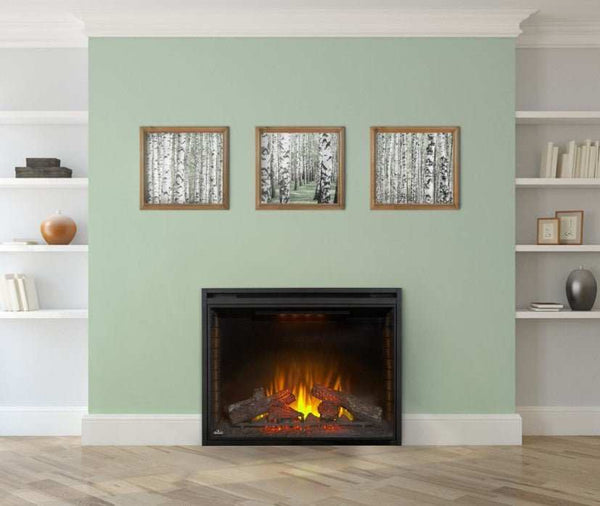 Ascent™ Electric 40 Built-in Fireplace with ULTRA BRIGHT™ LED flames and WHISPER QUIET™ blower heating rooms up to 800 sq. ft.