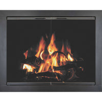 Belmont custom masonry fireplace glass doors with aluminum frame by Stoll Industries