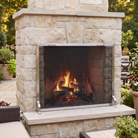 Free Standing Fireplace Screen Custom Modern Stainless Outdoor Rectangle