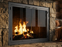 Carolina Sleek fireplace doors in Flint finish