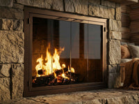 Carolina Sleek fireplace doors in Bronze Burst finish