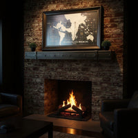 Custom Aged Iron Floating Mantel Shelf Non-Combustible | Stoll Industries