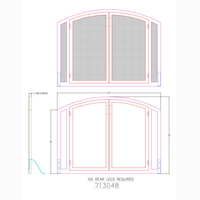 Custom Arched Fireplace Screen with operable doors / Classic Bronce Finish / Square Handles